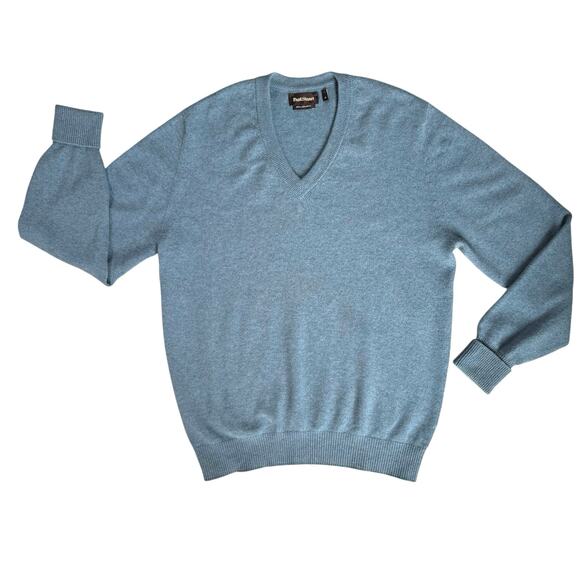 Paul Stuart Blue Cashmere Sweater Mens Medium Classic Scotland V Neck Chic Fall - Picture 1 of 14